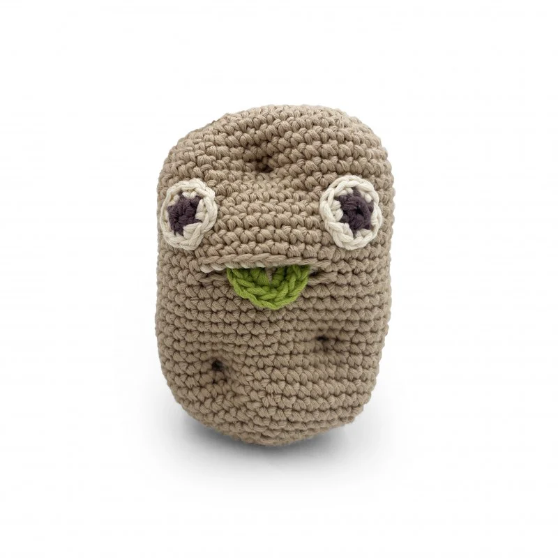 Coffret Navet & Pierre la Pomme de Terre 🥔 doudou et hochet en crochet 100% coton bio – Image 3