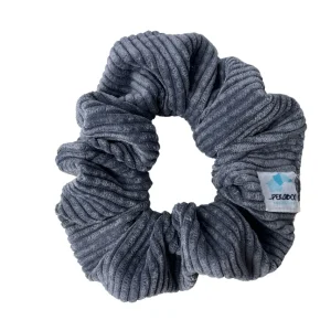 Chouchou élastique pour cheveux - Corduroy côtelé bleu gris