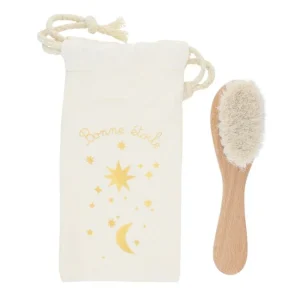 Brosse à cheveux bébé en bois étoiles