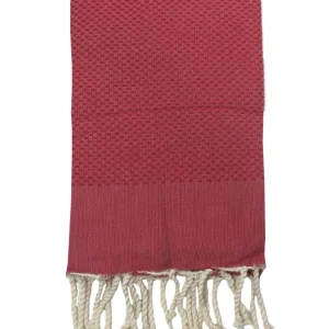 Fouta nid d'abeille uni personnalisable - Rouge