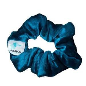 Chouchou élastique pour cheveux - Velours bleu paon