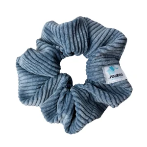 Chouchou élastique pour cheveux - Corduroy côtelé bleu acier