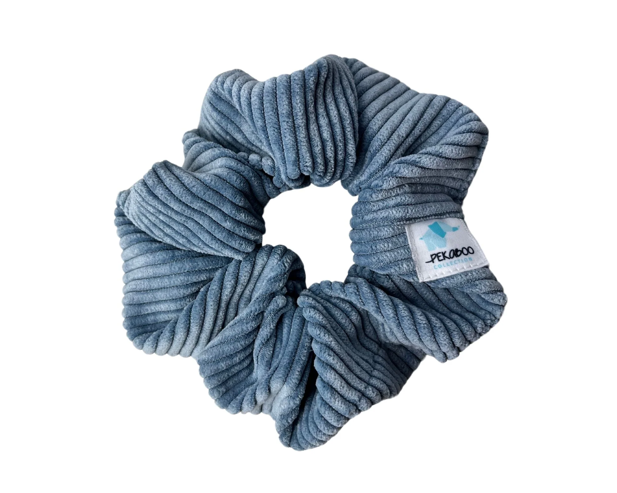 Chouchou élastique pour cheveux - Corduroy côtelé bleu acier