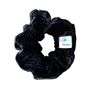 Chouchou élastique pour cheveux - Velours noir brillant