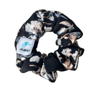 Chouchou élastique pour cheveux - Fleuri noir métallique