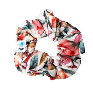 Chouchou élastique pour cheveux - Lin fleuri orangé