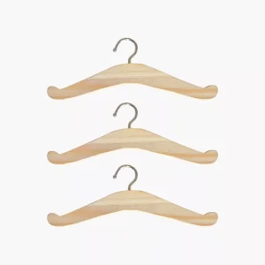 Lot de 3 cintres en bois naturel