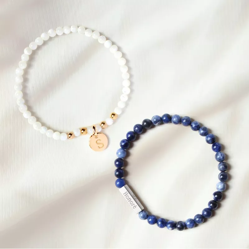 Coffret duo pour couple - Bracelets personnalisés perles colorées