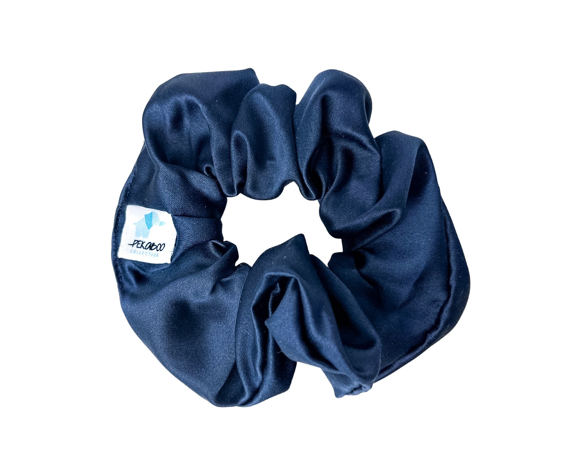 Chouchou élastique pour cheveux - Satin bleu marin