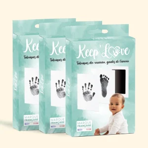 PACK DE 3 KITS D'EMPREINTES KEEP'LOVE POUR MAINS ET PIEDS DE BÉBÉ