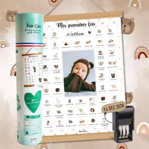 AFFICHE "MES PREMIÈRE FOIS" À TAMPONNER PETIT OURSON