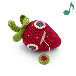 Boite à Musique Fraise en crochet 100% coton bio