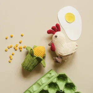 Coffret Poupoule 🌽🐓 hochets en crochet 100% coton bio