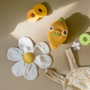 Coffret Flower Lemon Power 🌼🍋✌️ boite à musique et doudou en crochet 100% coton bio