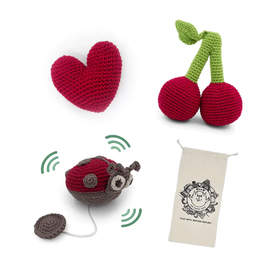Coffret Love Spring 🐞 hochet et pulling toy en crochet 100% coton bio – Image 2