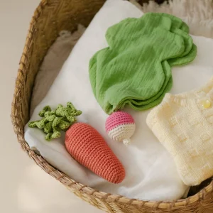 Coffret Fanes de Radis 🐭💕 hochet et doudou en crochet 100% coton bio