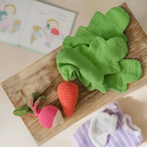 Coffret Fanes de Carotte 🐰💕 doudou et hochet en crochet 100% coton bio