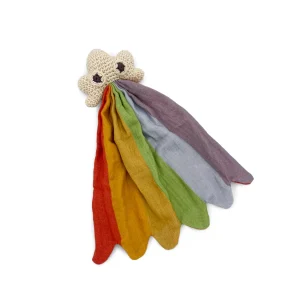 Doudou Nuage Arc En Ciel en crochet 100% coton bio