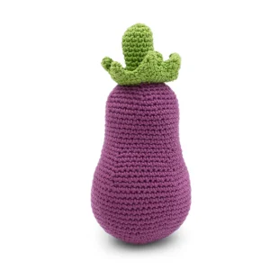 Hochet Aubergine en crochet 100% coton bio