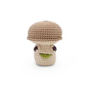 Hochet Champignon de Paris en crochet 100% coton bio