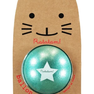 Grand ballon chat pailleté vert 22 cm
