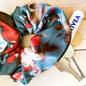 Chouchous à zip pochette - Fleuri beige et rouge