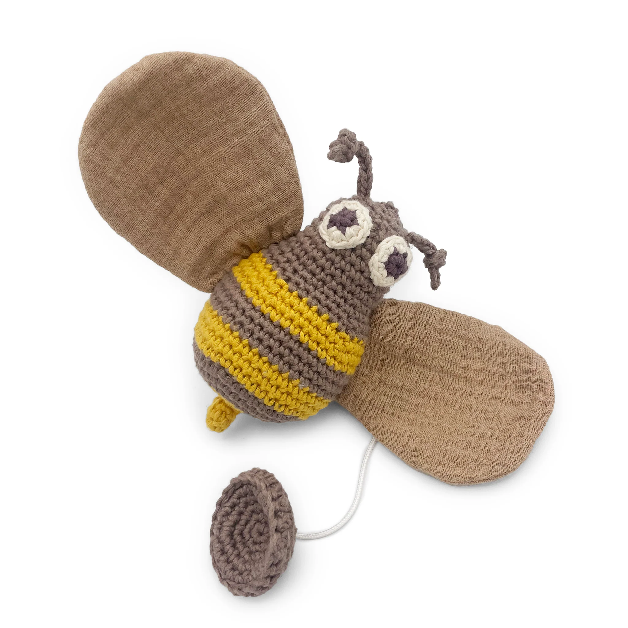 Coffret Pollinisation 🐝 hochet, pulling toy et doudou en crochet 100% coton bio – Image 3