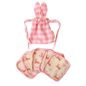Lot de 5 lingettes lavables lapin rose - Chichi pompon