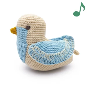 Boite à Musique Mésange Bleue en crochet 100% coton bio