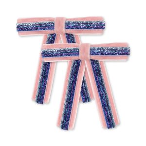 LOT DE 2 PINCES À CHEVEUX LONGUES AVEC NŒUD EN VELOURS